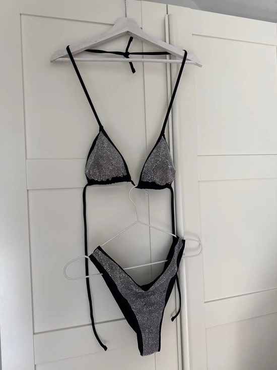 Other - Black Rhinestone Triangle Bikini Set